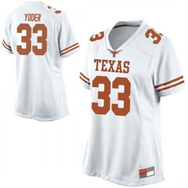 Women's University of Texas #33 Tim Yoder Game Official Jersey White